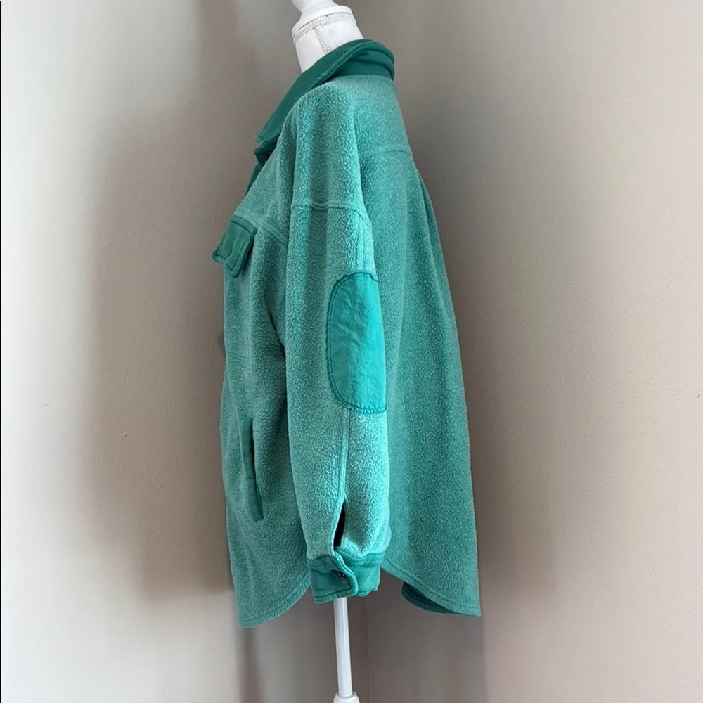 Free People | Ruby Shirt Fleece Oversized Button-down Shacket | Green | Large